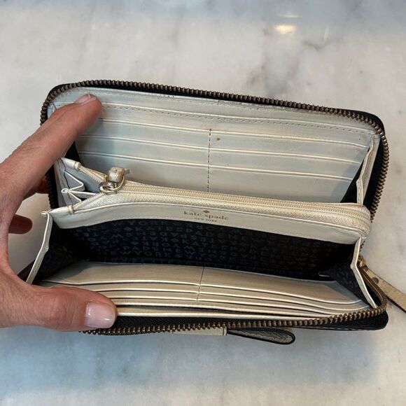 Kate Spade Wallet Leather Two-Tone Classic Bow Full Zip Continental Wallet - Picture 13 of 16